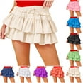 thumbnail image 1 of Jinhomg Jupe Superposée Femme Mignonne Ourlet à Volants Robe Plissée Évasée Confortable Taille Élastique Mini Robe Mode 2025 Y2K Mode Urbaine Vert m, 1 of 7