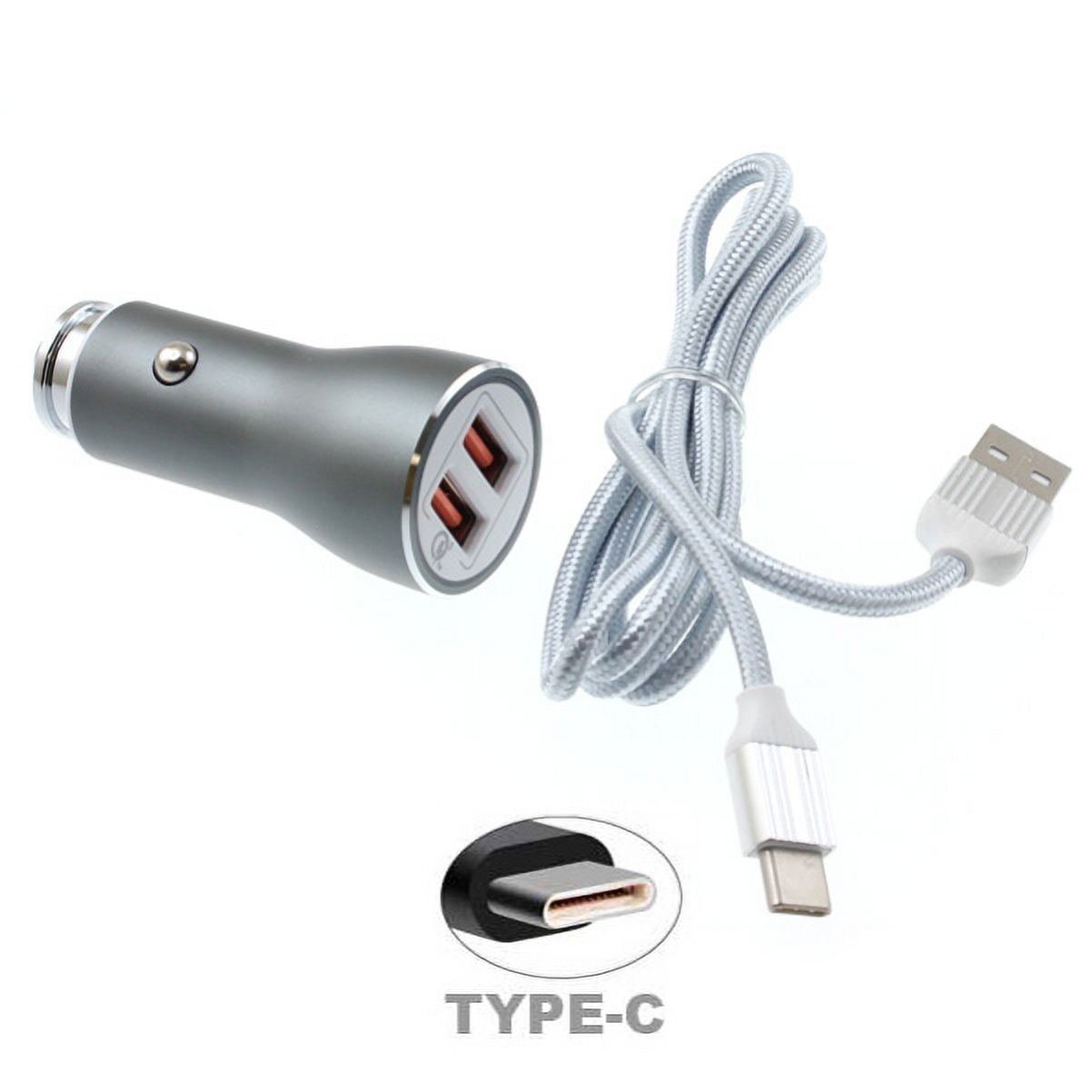 Cord Charger 6ft USB Cable w 2-Port USB 36W Fast Car Charger M1N for Motorola Revvlry Plus, Moto G7 Power Play G6 - Nokia 3.1, 7.1, 8, Plus - OnePlus 5T, 6, 6T, 7 Pro - Razer Phone 2