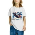 thumbnail image 4 of GERsome Kids 4th of July Patriotic T-Shirts Boys Girls American Flag Short Sleeve Crewneck Tops USA Flag Stars Stripes Graphic Tee, 3-4 Years, 4 of 6