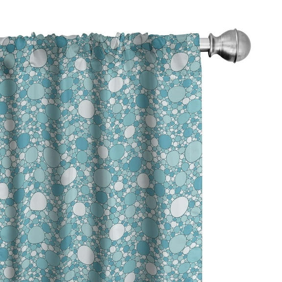 Ambesonne Abstract Curtains, Modern Bubbles Pattern, Pair of 28"x84", Turquoise Teal