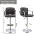 thumbnail image 3 of Duhome Elegant Lifestyle Bar Stool with Back Set of 2, Faux Leather Bar Stools with Arms Modern Adjustable Bar Chairs Black, 3 of 7