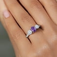 thumbnail image 4 of Gem Stone King 925 Sterling Silver 3-Stone Ring Oval Amethyst Moissanite (1.87 Cttw), 4 of 6