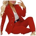 thumbnail image 4 of Meichang Women's 2 Piece Business Suits Formal Slim Long Sleeve Elegant Solid Blazer Lapel Jacket Single-Breasted Trouser-Suit Work Set, 4 of 8