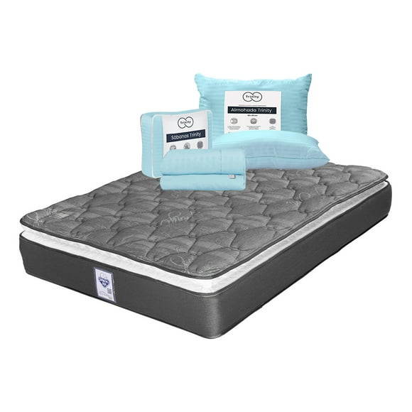 Colchón Queen Size Spring Air Aries + Almohada + Sábanas Trinity