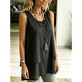 thumbnail image 6 of WCJM Women's Tanks Womens Sleeveless Chiffon Tank Top Double Layers Casual Blouse Lightweight Comfy Basic Tunic Shirts Classic Tops（Black,XL）, 6 of 7