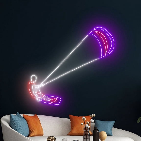 Handmadetneonsign Kitesurfing Neon Sign, Kitesurfing Led Sign, Kitesurfing Man Sign, Water Sport