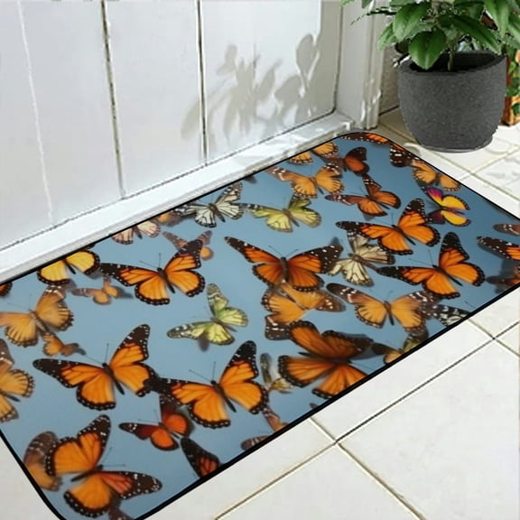 Qinduosi Heaps of Orange Monarch Butterflies Print All-Season Indoor Outdoor Doormat,Multi-Functional and Stylish Home Decor 19.68*47.24 in