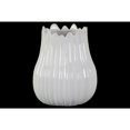 thumbnail image 1 of Round Shaped Ceramic Bellied Vase with Irregular Shape, Glossy White, 1 of 1