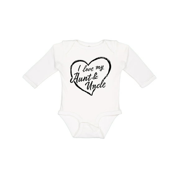 Inktastic I Love My Aunt and Uncle in Black Chalk Heart Boys or Girls Long Sleeve Baby Bodysuit
