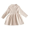 thumbnail image 2 of Godderr Baby Toddler Girl's Knitted Dress 6M-3T Long Sleeve Casua Dress Kids High Collar Party Dress Infant Dress Sweater Dress, 2 of 8