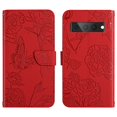 thumbnail image 2 of Feishell Crossbody Wallet Cover for Google Pixel 7 Pro,Flower & Butterfly Embossed Pattern PU Leather Magnetic Flip Stand Card Slots Shockproof Phone Case with Shoulder & Wrist Strap,Red, 2 of 13