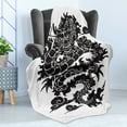 thumbnail image 4 of Dragon Soft Flannel Fleece Blanket, Cultural Artwork of a Chinese Dragon Silhouette on a Plain Background, Cozy Plush for Indoor and Outdoor Use, 70" x 90", Charcoal Grey and White, by Ambesonne, 4 of 5
