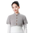 thumbnail image 1 of Solid Color Shawl Women Winter Shawl Faux Rabbit Fur Stand Collar Neck Shoulder Protection Winproof Warm Single-breasted Short Sleeve Lady Cold-proof, 1 of 8