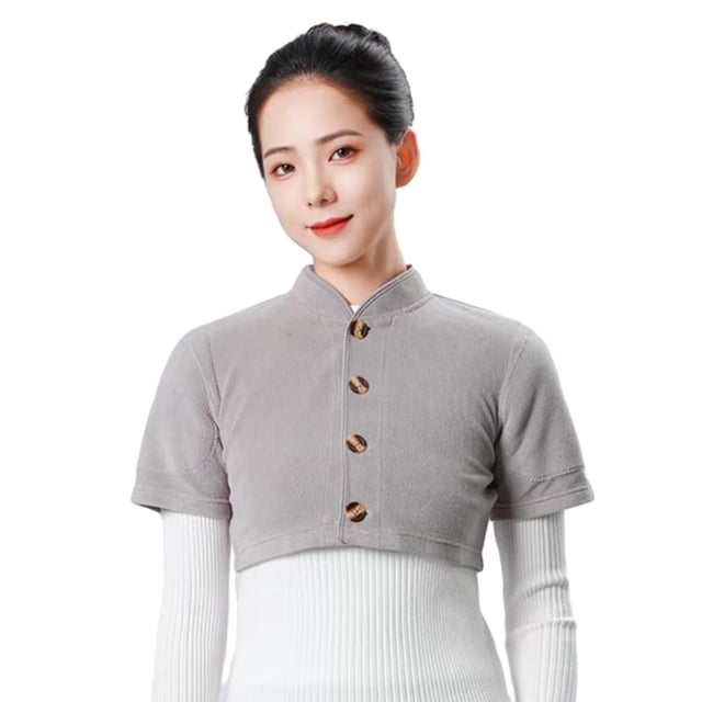Solid Color Shawl Women Winter Shawl Faux Rabbit Fur Stand Collar Neck Shoulder Protection Winproof Warm Single-breasted Short Sleeve Lady Cold-proof