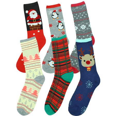 Luxury Divas - Adorable Christmas Holiday 6-Pack Crew Socks For Women ...