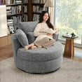 thumbnail image 6 of FFH Swivel Accent Chair, Comfy Chenille Barrel Swivel Chair for Living Room, Metal Base, Gray, 6 of 8