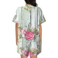 thumbnail image 3 of Kdxio Vintage Wood with Floral Print Pajamas Sets for Women Short-Sleeved Pjs with Lounge Shorts Two Piece Sleepwear S-4XL, 3 of 8