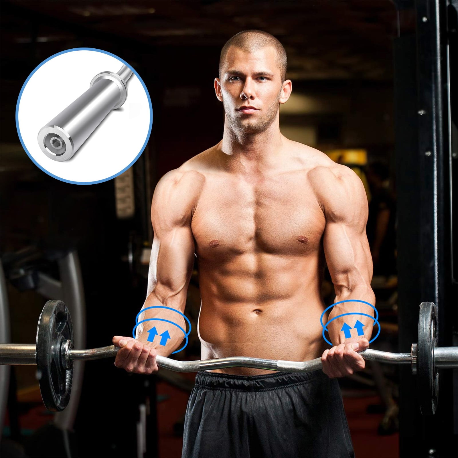 120 CM 4Ft Home Use Spin Lock Curl Bar Weightlifting Bars with 2