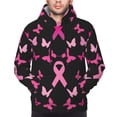 thumbnail image 4 of KLL Breast Cancer Print Mens Hoodie Long Sleeve Casual Pullover Hooded Sweatshirt Fashion Drawstring Hoodies with Pocket-Medium, 4 of 6
