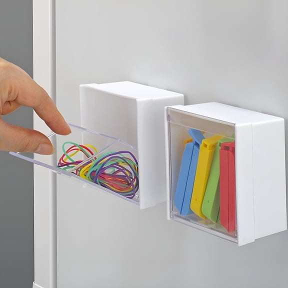 ACDANC Large Capacity Magnetic Storage Box with Transparent Lid Dustproof Easy to Install Refrigerator Magnetic Storage Organizer