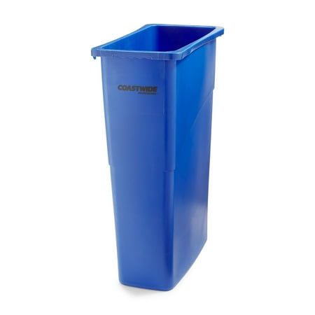 Coastwide Slim Open Top 23 Gal Trash Can Plastic Blue Each (CWZ2625780)