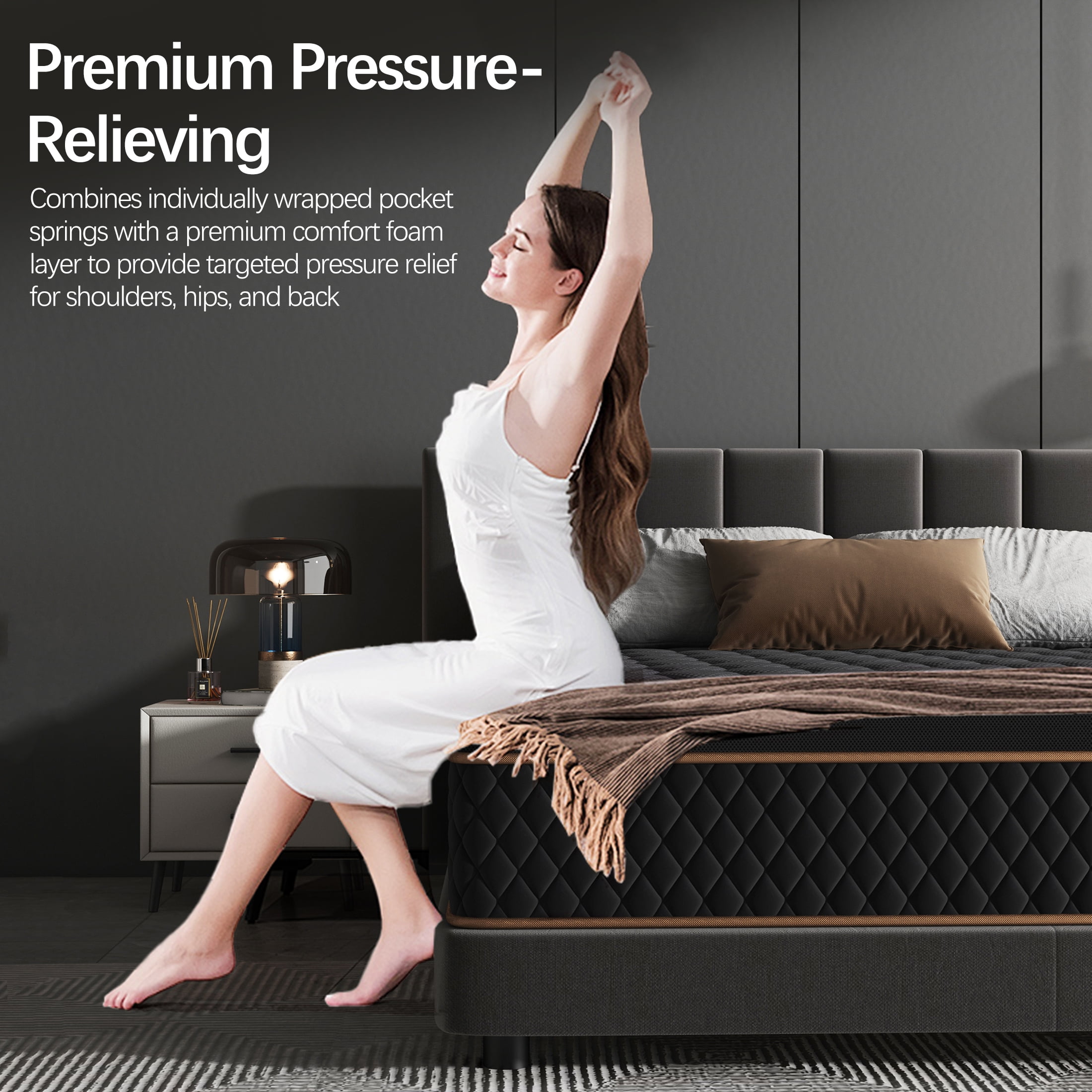 Pixafog 12 inch Full Size Mattress in a Box, Individual Pocket Spring Mattress with Motion Isolation, Pressure Relief & Edge Support, Medium, Euro Top