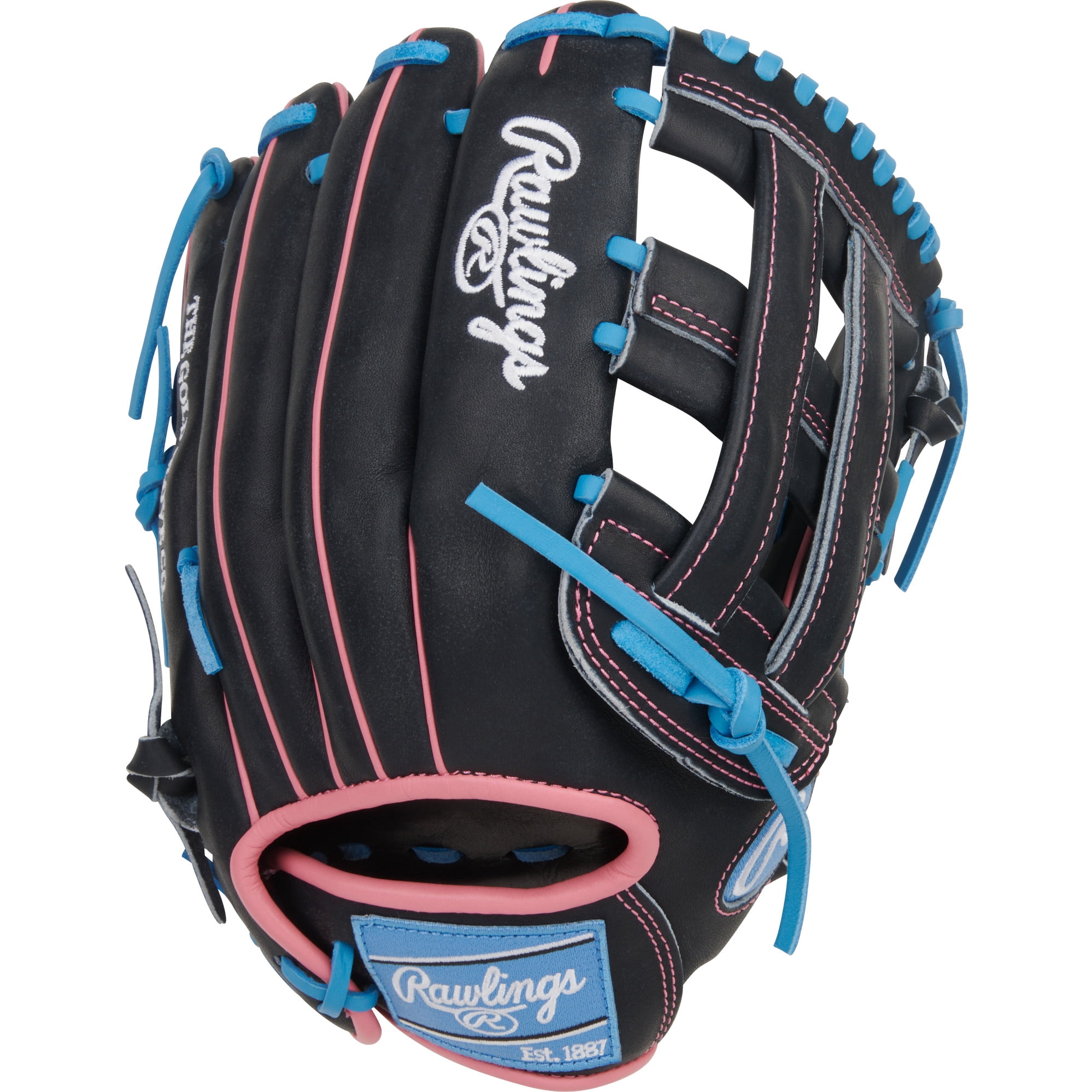 Rawlings Heart of the Hide Utility Glove | 302U Pattern | 12.5-Inch | RHT | Black/Columbia Blue/Pink