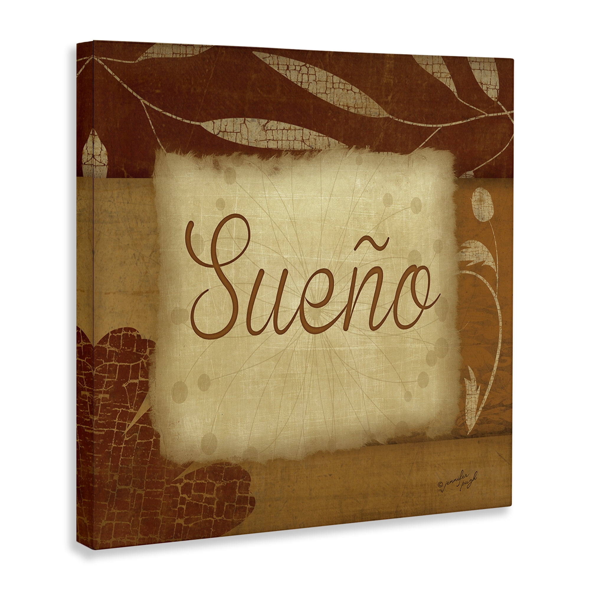 Stupell Industries Sueño con Flores Tradicionales Typography and Symbols Painting Wrapped Canvas Art Print Wall Art, 30 x 30