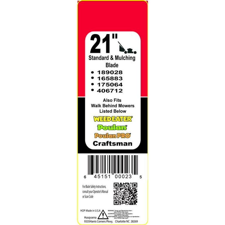 Poulan Pro Husqvarna HOP 21-Inch Mulching Blade 189028, Steel, 3