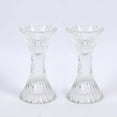 thumbnail image 6 of Efavormart 2 Pack | 5" Clear Crystal Hour Glass Pillar Candlestick Stands, Reversible Taper Candle Holders With Diagonal Stripes, 6 of 11