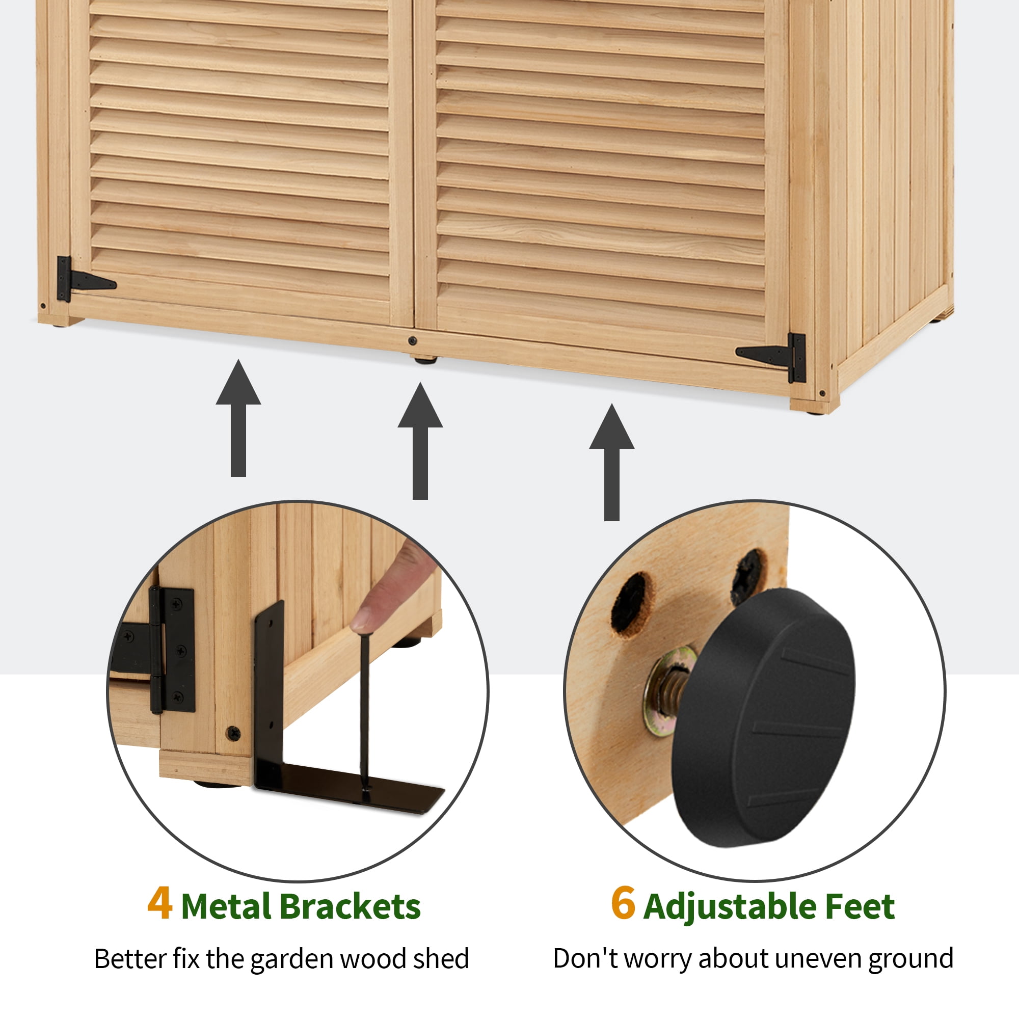 MCombo Outdoor Wood Storage Cabinet, Garden Tool Shed 1900