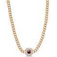 thumbnail image 4 of Gem Stone King 14K Gold Plated Red Garnet and Moissanite Cuban Curb Link Chain Pendant Necklace for Women (1.19 Cttw, Gemstone Birthstone, Cushion 6MM, 16 inch Chain + 2 inch Extender), 4 of 6