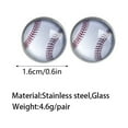 thumbnail image 2 of CILENON Earrings Time Gem Glass Earrings Sports Basketball Baseball Softball Volleyball Simple Vintage Earrings (E,One Size), 2 of 6
