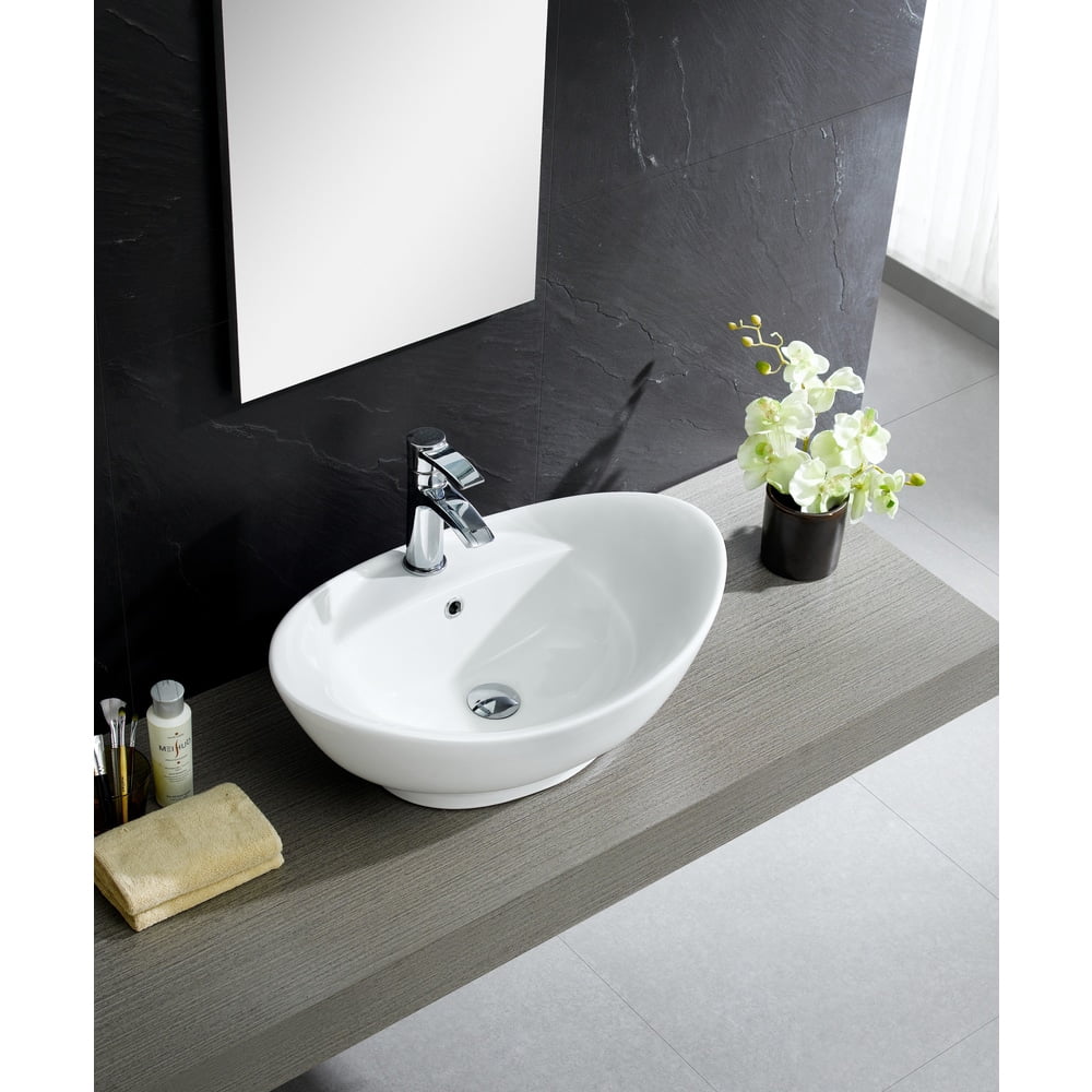 Modern Ceramic Oval Vessel Bathroom Sink
