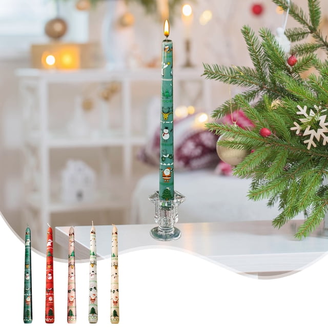 Xihbxyly Vela para Banquete Navideño, Elegante Decoración para Cenas a La Luz de Las Velas, Diseño de Poste Largo, Ambiente Festivo Cálido, Decoración para Mesa de Boda, Rojo, Verde, Blanco, Rosa y A