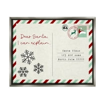 Stupell Industries Dear Santa Postcard Holiday Painting Gray Floater Framed Canvas Art Print Wall Art, 21 x 17