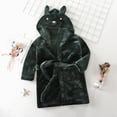 thumbnail image 2 of Boys Girls Soft Coral Fleece Bathrobe,Warm Hooded Sleep Robe with Waist Belt,Cute Cartoon Design,for Toddlers Children 2-12T,Multi-Use Lounge Wear Kids Pajamas,Green,Size 2-3T, 2 of 9