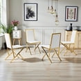thumbnail image 2 of Tcbosik Upholstered Dining Chairs Set of 4, PU Leather Kitchen Chair with Metal Legs for Home, Restaurant, Easy Assembly, White+Gold, 2 of 9