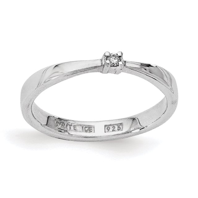 SS White Ice .03ct. Diamond Ring Size 8