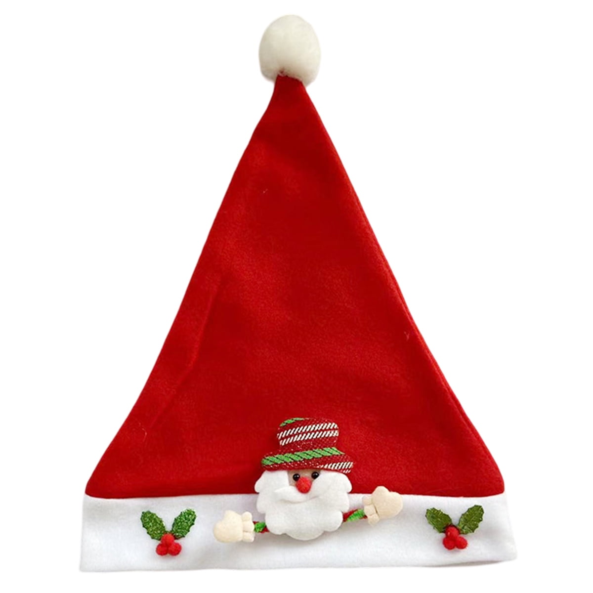 Chapeau De Père Noël / Grinch - Rouge Velours Avec Garniture Blanche Et Verte - Taille Unique Pour Adultes Et Enfants - Fêtes De Noël