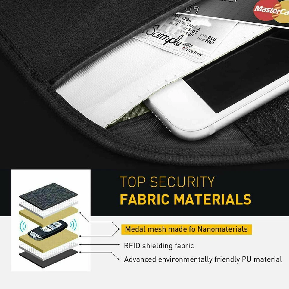 Faraday Bag Rfid Signal Blocking Shielding Pouch Cell Phone Wallet Case Pouch Us