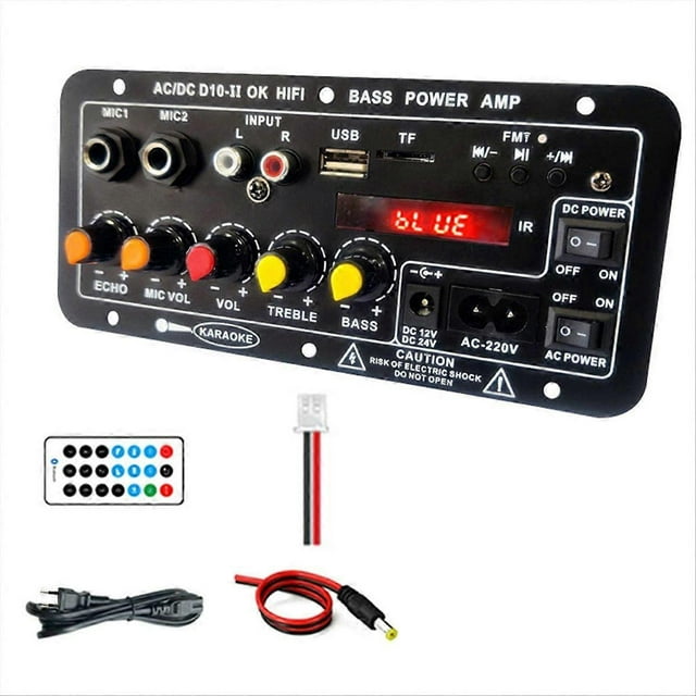 Amplifier Board with Optical Audio Bluetooth AMP USB FM Radio TF Player DIY Audio Subwoofer for Home Car(EU Plug)