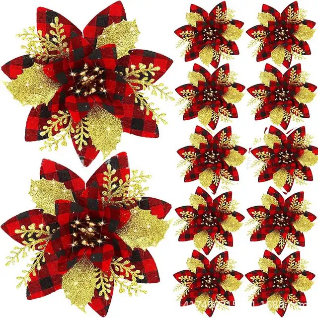 artificiales de Pascua para decoración de Navidad, adornos de árbol de Navidad para Navidad, Año Nuevo(Rojo y negro)()