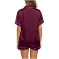 thumbnail image 6 of SDNall Womens Pajama Sets Summer Satin Fashion Loose Casual Half V-Neck Solid Mid-Calf Shirt Pajama Sets (Wine, Sizes S-XXL), 6 of 9
