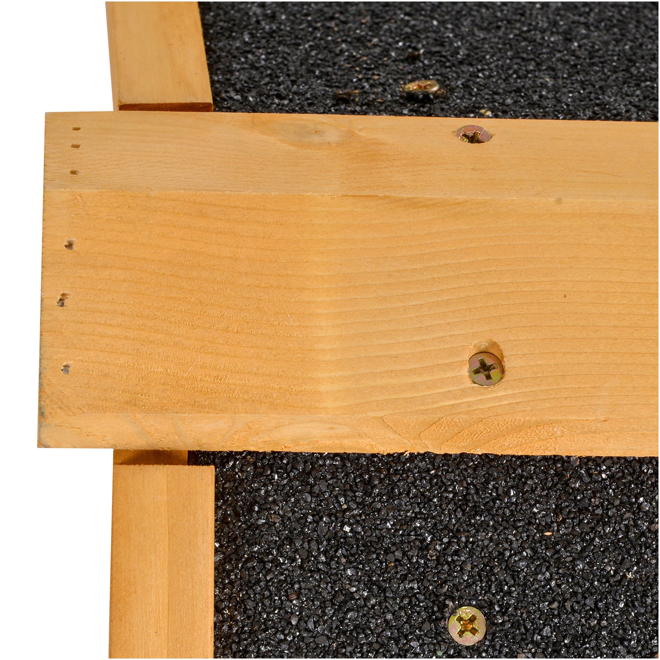 JERFIT Outdoor Rabbit Hutch with Ramp, 2-Level Wooden Bunny House with Waterproof Asphalt Roof, Removable Tray for Rabbits, Guinea Pigs, Chinchillas