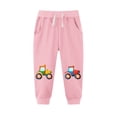 thumbnail image 2 of Tranfacy Boys and Girls 2-13 Years Fall Winter Pants Small Print Elastic Waist Drawstring with Pockets Fleece Lined Thickened Casual Sports Sweatpants Trousers, 2 of 4