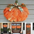 thumbnail image 6 of 2025 New Handmade Fall Pumpkin Wreath, 2 Styles Farmhouse Pumpkin Wreath for Front Door with Bows and Berries, Halloween Autumn Wreaths for Halloween and Thanksgiving Decor, 6 of 7