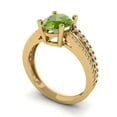thumbnail image 2 of 2.32 ctw Solitaire with Zirconia Diamond Accents Anniversary Ring for Women | Oval Cut Natural Peridot | Hyperallergenic Solid 18K Yellow Gold, 2 of 5