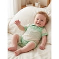 thumbnail image 6 of BemeyourBBs Newborn Baby Boy Summer Clothes Romper One Piece Outfit 0 3 6 12 18 Months Contrast Color Stripes Collar Short Sleeve Button Down Jumpsuit Shorts, 6 of 9