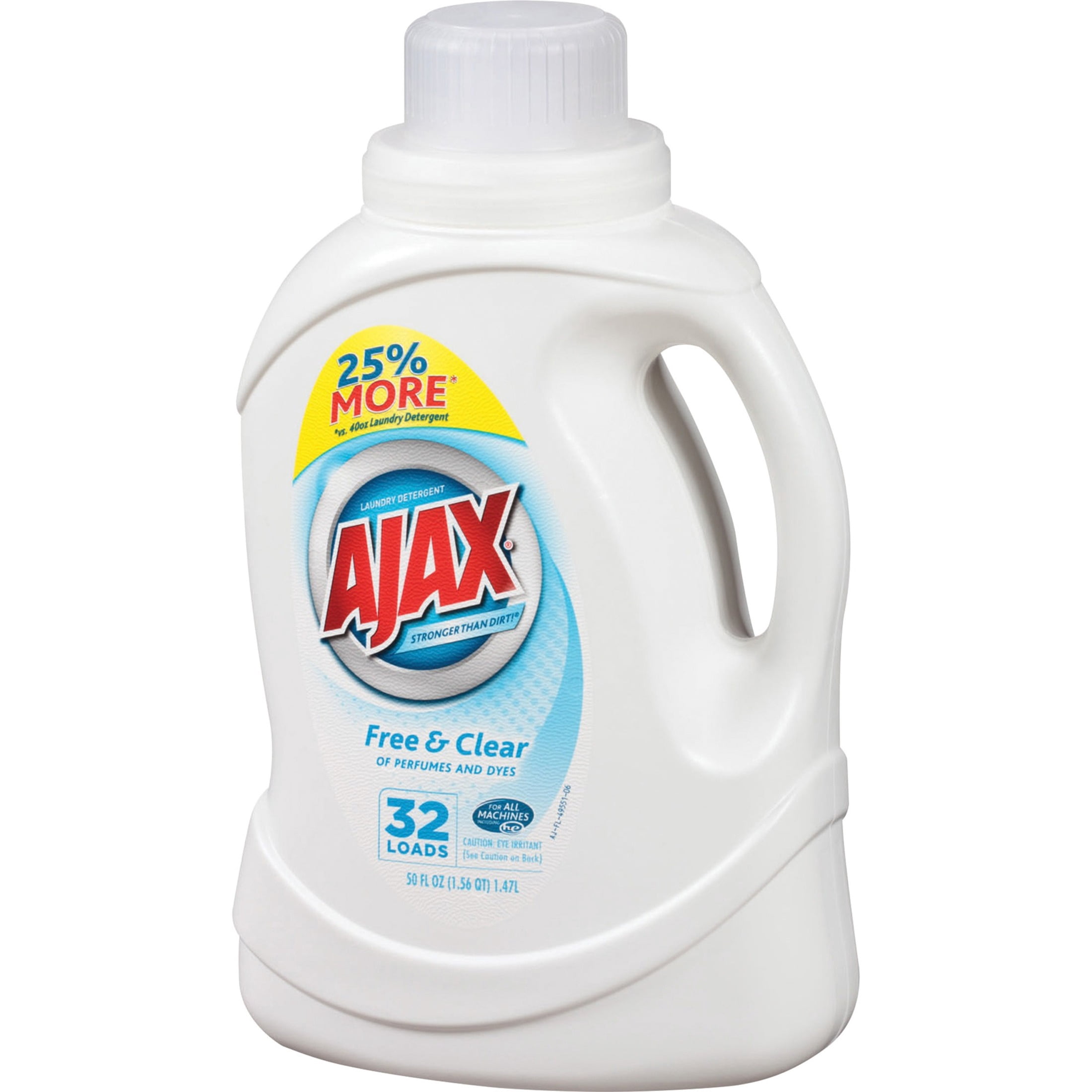 AJAX Free/Clear Liquid Laundry Detergent - 0.39 gal (49.71 fl oz) - 1 Each - Clear